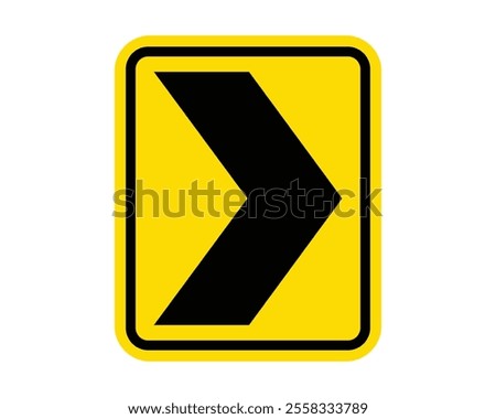 Sharp Curve to Right Warning Sign Featuring a Yellow Diamond Shape with Black Arrow, Indicating an Upcoming Sharp Right Turn, Available as a Vector File