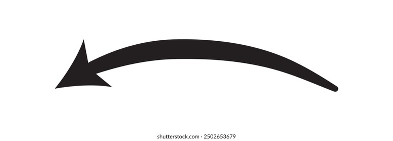 Sharp curved arrow icon. Black rounded arrow.
