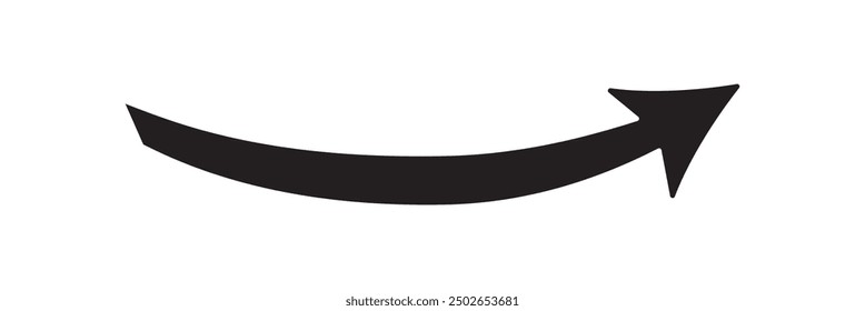Sharp curved arrow icon. Black rounded arrow.