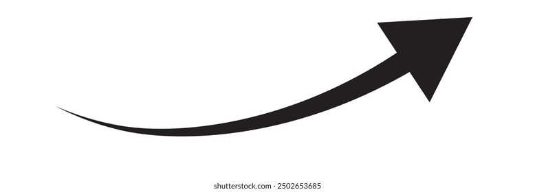 Sharp curved arrow icon. Black rounded arrow.