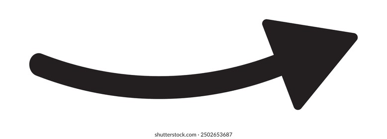 Sharp curved arrow icon. Black rounded arrow.