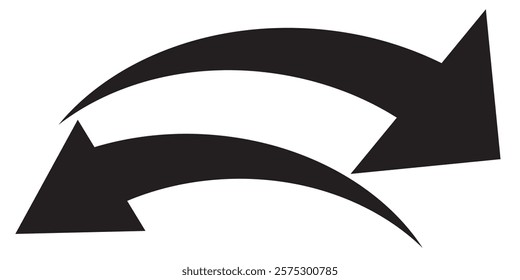 Sharp curved arrow icon. Black rounded arrow. Direction pointer pointing up	