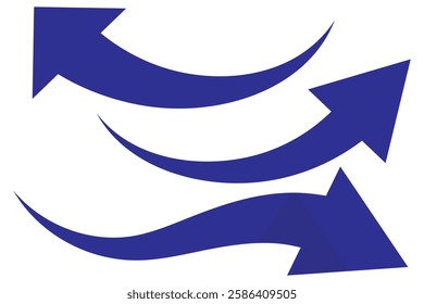 Sharp curved arrow icon. Black rounded arrow. Direction pointer pointing down