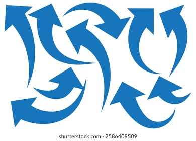 Sharp curved arrow icon. Black rounded arrow. Direction pointer pointing down