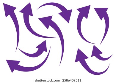 Sharp curved arrow icon. Black rounded arrow. Direction pointer pointing down