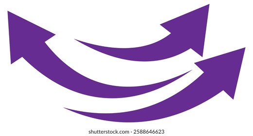 Sharp curved arrow icon. Black rounded arrow. Direction pointer pointing up