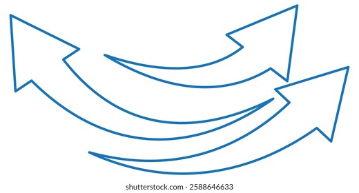 Sharp curved arrow icon. Black rounded arrow. Direction pointer pointing up