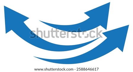 Sharp curved arrow icon. Black rounded arrow. Direction pointer pointing up