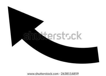 Sharp curved arrow icon. Black rounded arrow.
