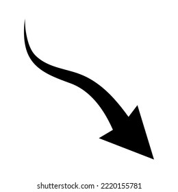 Sharp curved arrow icon. Vector illustration. Black rounded arrow. Direction pointer pointing up