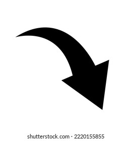 Sharp curved arrow icon. Vector illustration. Black rounded arrow. Direction pointer pointing up
