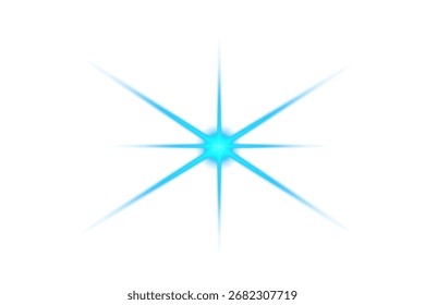 Estrella cyan aguda destello de luz con bordes puntiagudos, perfecto para el espacio, ciencia ficción, e ilustraciones cósmicas.