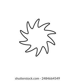 Sharp disc, saw disc. Sharp teeth. Sign, symbol, black and white vector illustration.