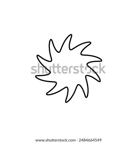 Sharp disc, saw disc. Sharp teeth. Sign, symbol, black and white vector illustration.