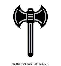 A sharp double bit axe icon designed for medieval combat and historical reenactments. This weapon symbol features a bold blade aesthetic perfect for gaming assets.