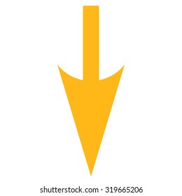 Sharp Down Arrow icon from Primitive Set. This isolated flat symbol is drawn with yellow color on a white background.