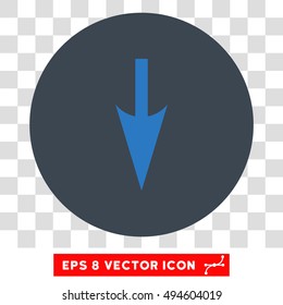 Sharp Down Arrow round icon. Vector EPS illustration style is flat iconic bicolor symbol, smooth blue colors, transparent background.