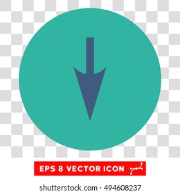 Sharp Down Arrow round icon. Vector EPS illustration style is flat iconic bicolor symbol, cobalt and cyan colors, transparent background.