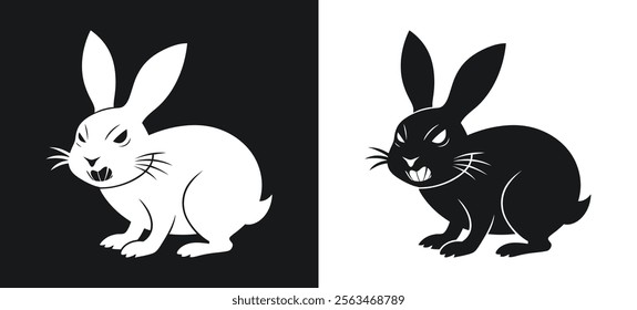 Sharp and Dramatic Angry Rabbit Silhouette