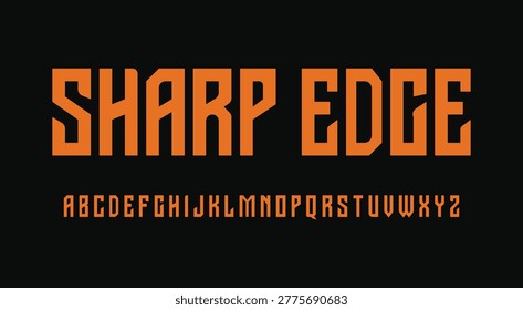 Sharp edge bold alphabet font set with modern geometric typography design