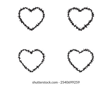 Sharp Edged Heart Shapes Collection: Bold and Unique Heart Outlines for Creative Designs