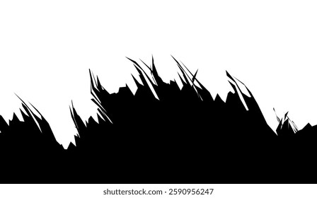 Sharp Edges Landscape Abstract Depiction Contrasting Black Shape Against White Backdrop Minimalist Aesthetic Striking Visual Dynamic Composition