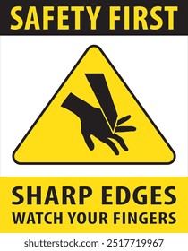 Sharp edges warning sign notice vector