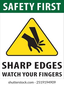 Sharp edges warning sign notice vector