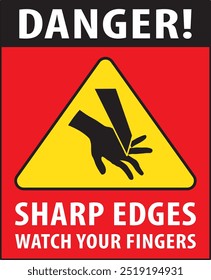 Sharp edges warning sign notice vector