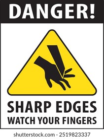 Sharp edges warning sign notice vector