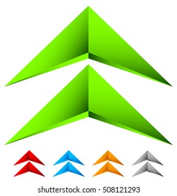 Sharp edgy 3d arrow icon in more color with bevel effect
