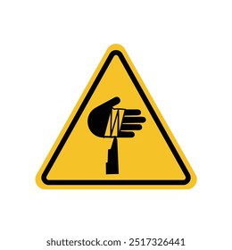 sharp element warning sign with yellow triangle board. Suitable for posters and web icons