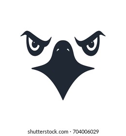 Sharp eyed furious eagle face on white background. Vector illustration.