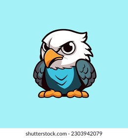 Sharp Eyed and Swift, Cartoon Vector Illustration of a Baby Eagle in Flight