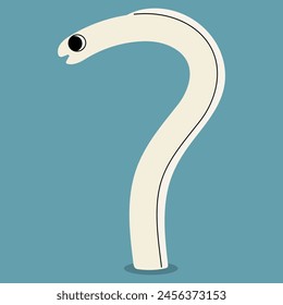 Sharp garden eel single 4 cute on a blue background, vector illustration.