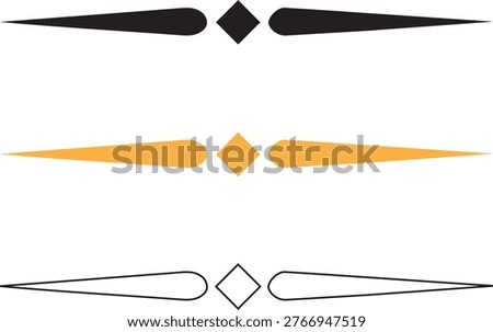 Sharp Geometric Page Dividers - Minimalist Diamond Accent Line Borders for Modern Design