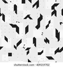 Sharp geometric shapes. Monochrome seamless pattern. Texture for a background.