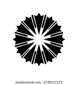 Ilustração geométrica nítida do vetor da silhueta da mandala do starburst para o padrão abstrato da explosão dos raios de luz do branding moderno e elemento criativo do projeto do logotipo