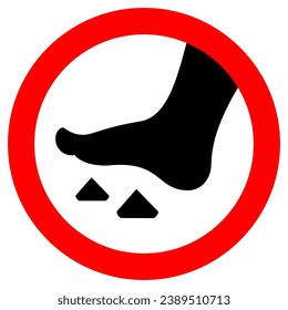 Sharp glass shards caution vector sign on white background, risk of injury warning symbol