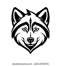 A sharp glyph icon of siberian husky face