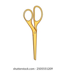 sharp gold scissor cartoon. blade metal, precision trim, shear snip sharp gold scissor sign. isolated symbol vector illustration