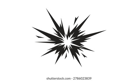 A sharp graphic illustration of an explosion with jagged spikes representing an impact or blast effect in a comic book art style.