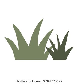 Sharp green wild grass tuft weeds clump garden landscape element flat vector illustration