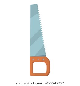 Sharp hand saw standing upright with a wooden handle, useful for diy and carpentry projects