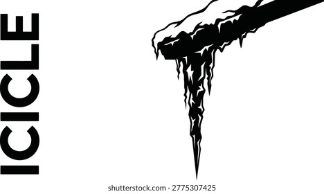 Sharp icicle silhouette vector illustration hanging from a snowy winter branch ideal for seasonal nature themes and cold weather designs on