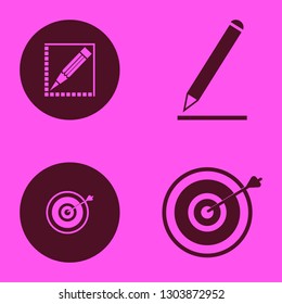sharp icon set with pencil and target vector illustration