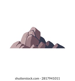Sharp Jagged Mountain Rock Formation and Boulders Vector Illustration Isolated on White Background