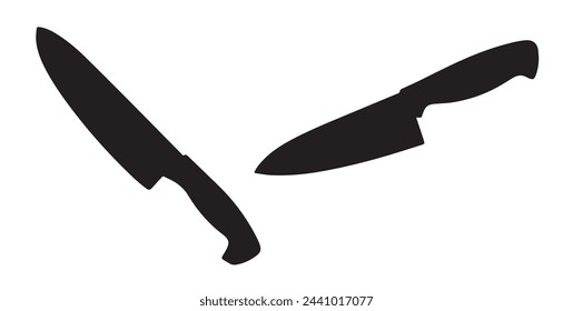 Sharp Kitchen Knife Silhouette - Black and White Culinary Cutting Tool Design