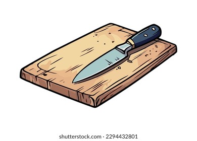 Sharp kitchen knife with wooden handle isolated isolated