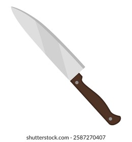 Sharp kitchen knife with wooden handle, food preparation and kitchen utensils concept